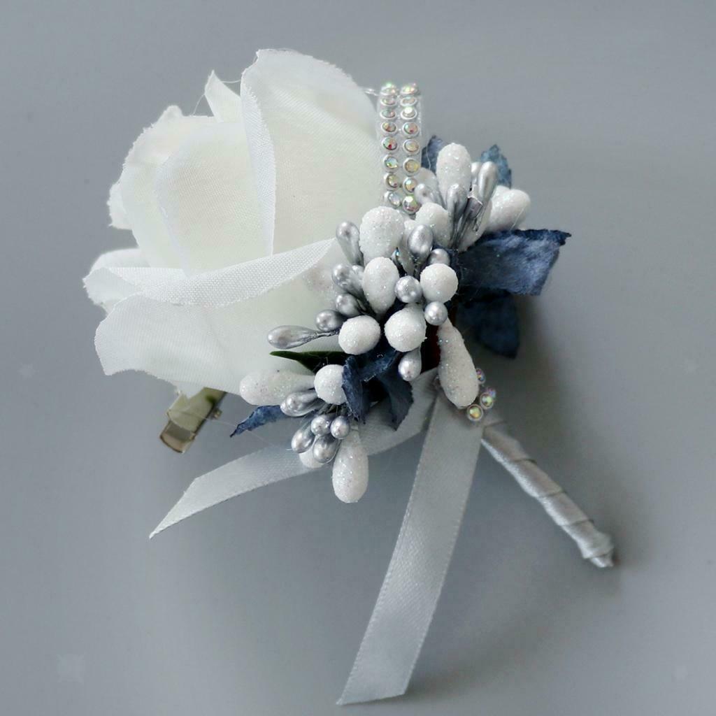 Artificial Rose Flowers Brooch Pin Suit Corsage Wedding Boutonniere Party Decor