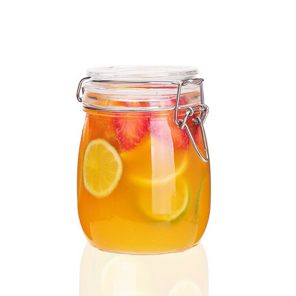 Clear Glass Storage Jars with Airtight Locking Clamp Round 750ML
