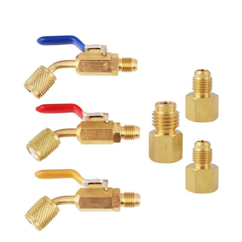 6Pcs 1/4'' Angled Compact Ball Valve F AC HVAC Air Conditioning Refrigerant Tank
