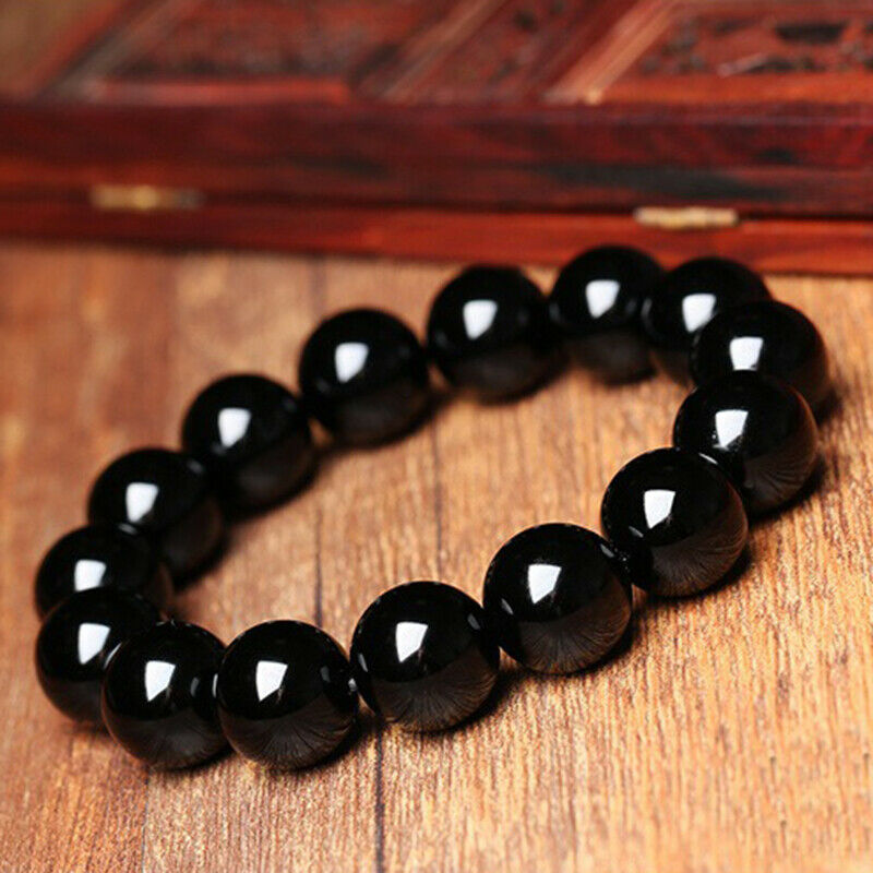 Lymphatic Drainage Black Obsidian Bracelet Prayer Blessing Blackstone Jewelry^US
