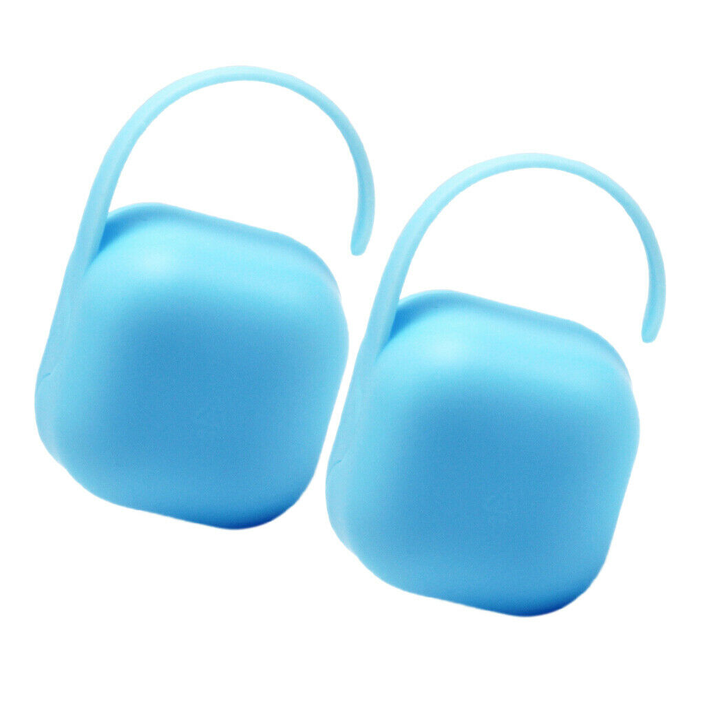 2x Pacifier Pacifier Container Holder Portable Travel Case Storage Blue