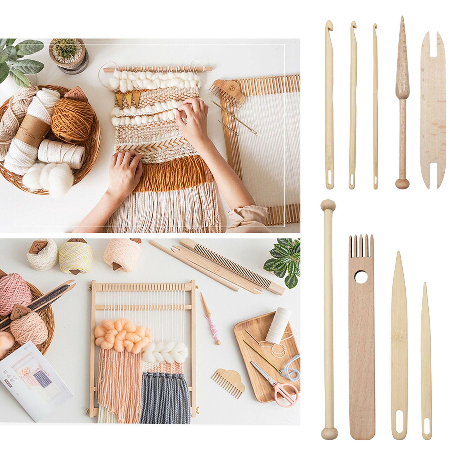 9x Weaving Loom Tools Crochet Needle Kit for Handcrafts Tapestry Hat Scarf
