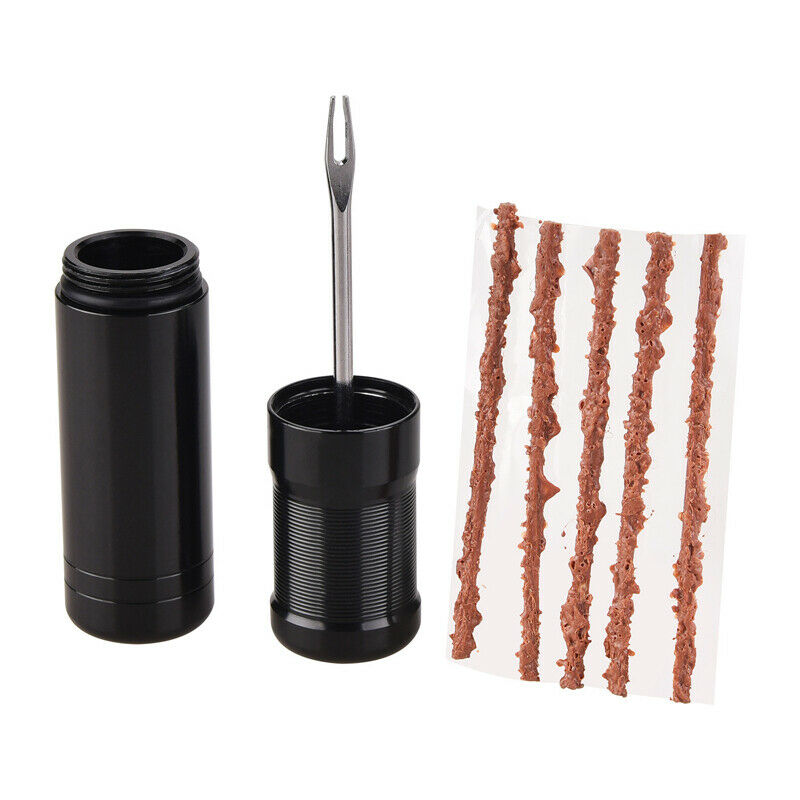 Bicycle Tire Repair Drill Puncture Tool Set  + 5 Rubber Strip For Tubeless Tire