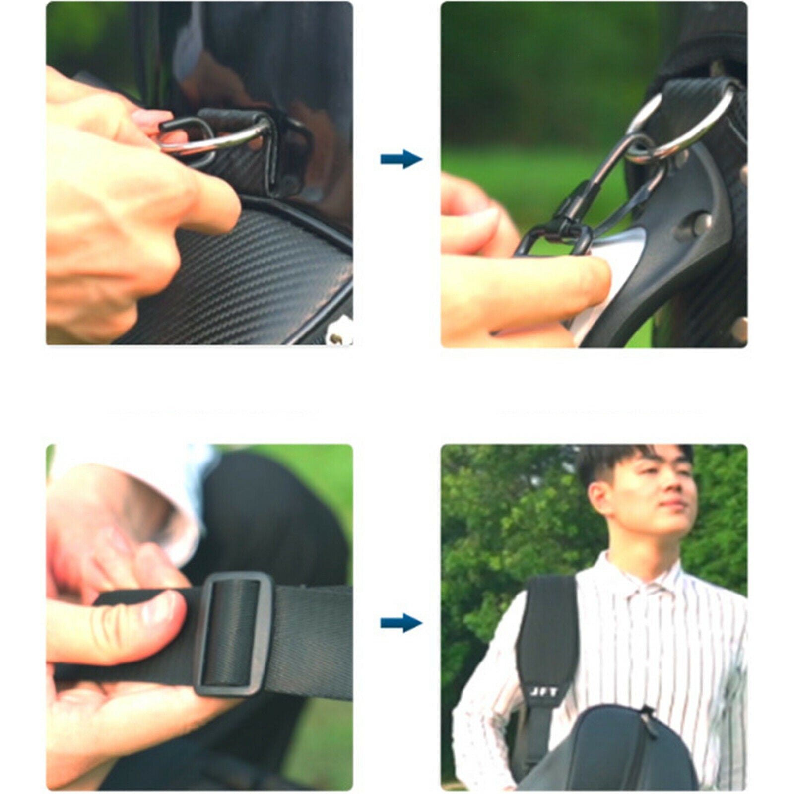 Golf Bag Single Shoulder Strap Massage Replacement Strap Universal Black