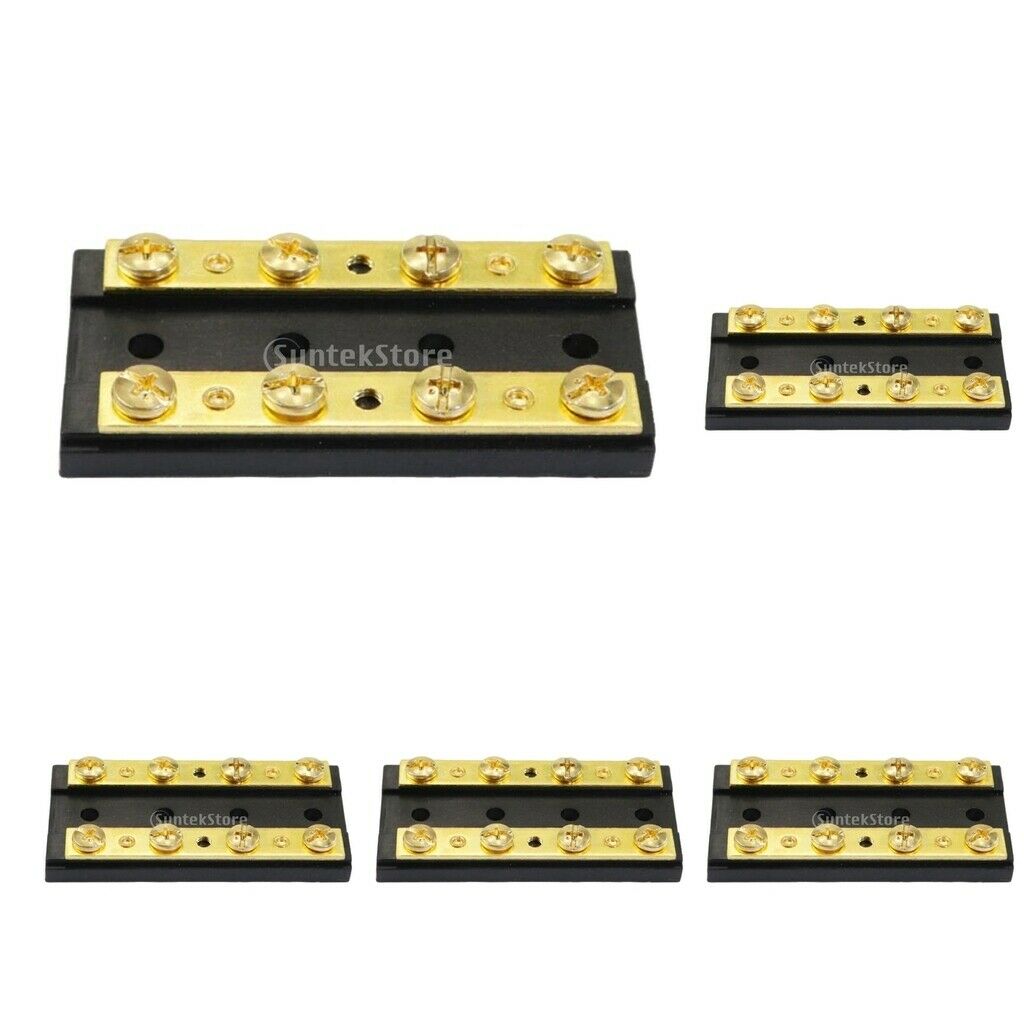 5 Pieces Engine Marine Boat 4 Gang Duel Buss Bar Block 8 Terminal 32V60A