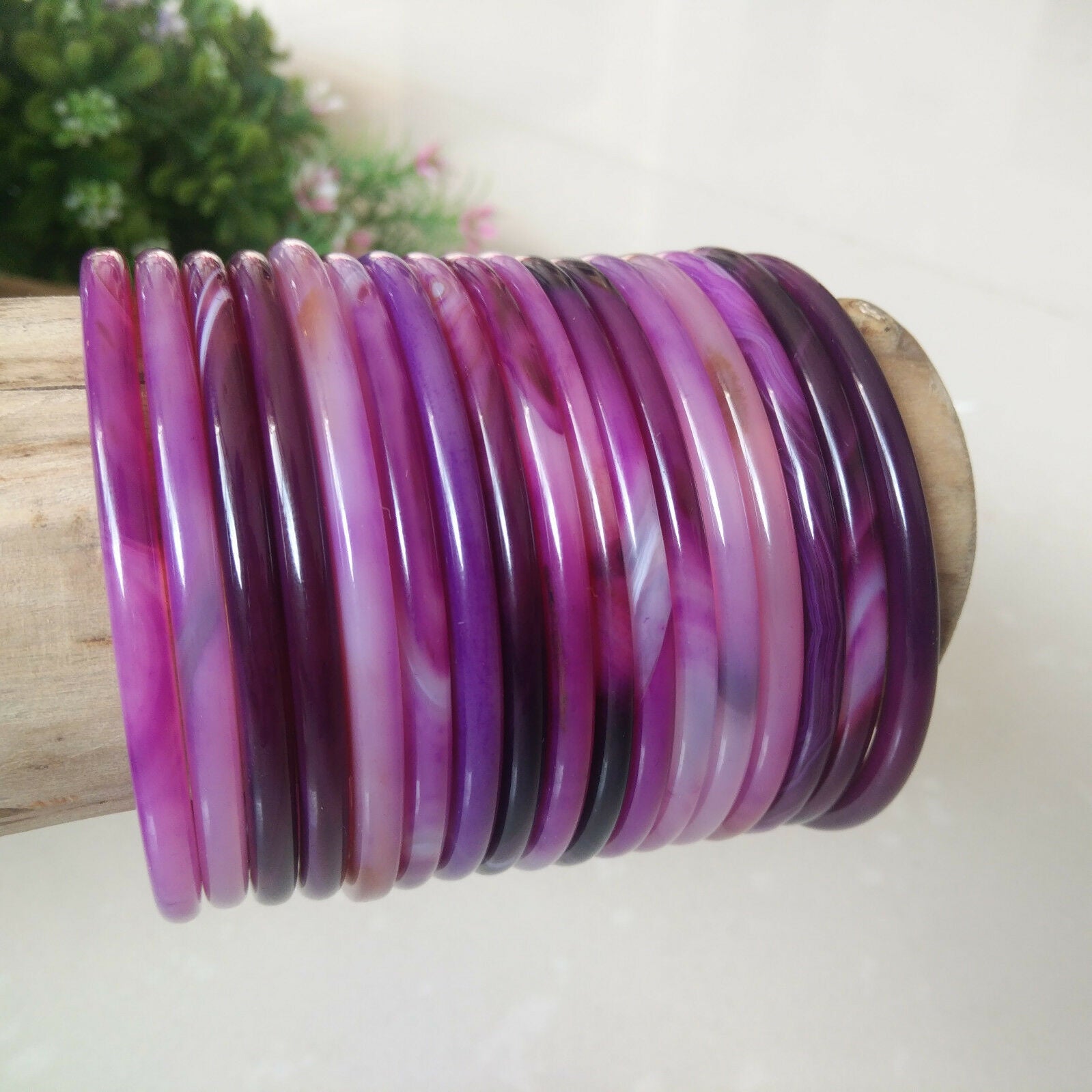 10pcs Fashion 100% Natural Agate Chalcedony Jewelry Bangle Bracelet 54-55mm A+