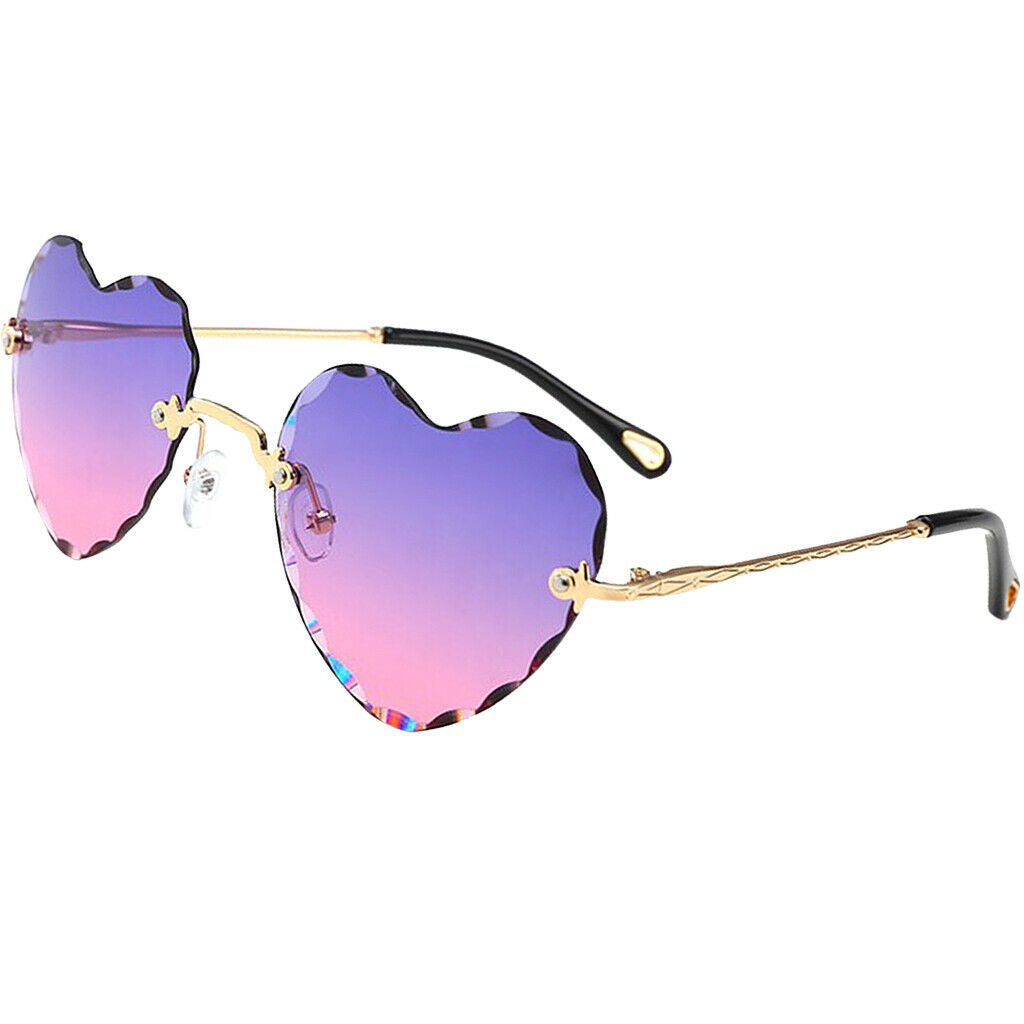 4x Women Gradient Rimless Heart Shape Ultralight Fashion UV400 Sun Glasses