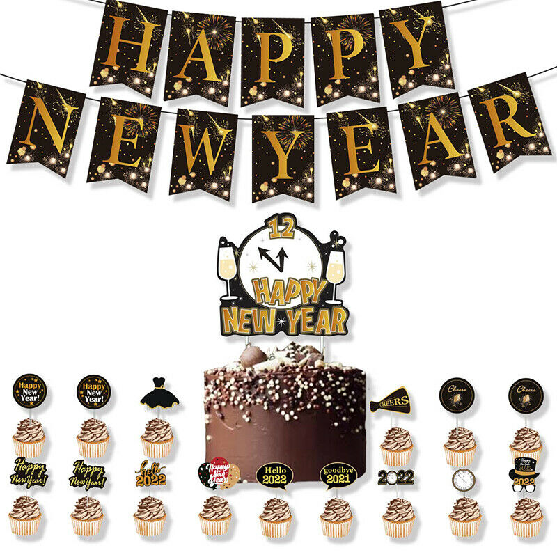 2022 New Year Party Decoration Cake Insert Cards Birthday Celebration Supplies
