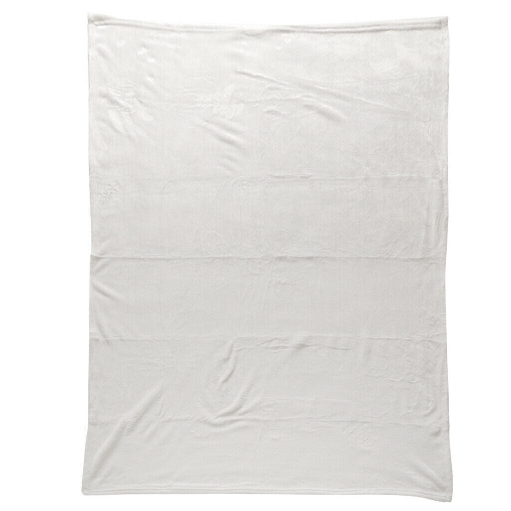 Flannel Fleece Warm Blanket Reversible Sofa Couch Throw 110x150cm White