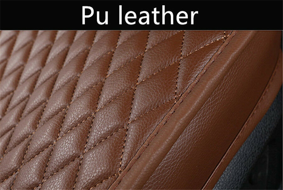 3Pcs Black Lattice Car Seat Cover, Rear Row with Storage Bag Superfine Stitching