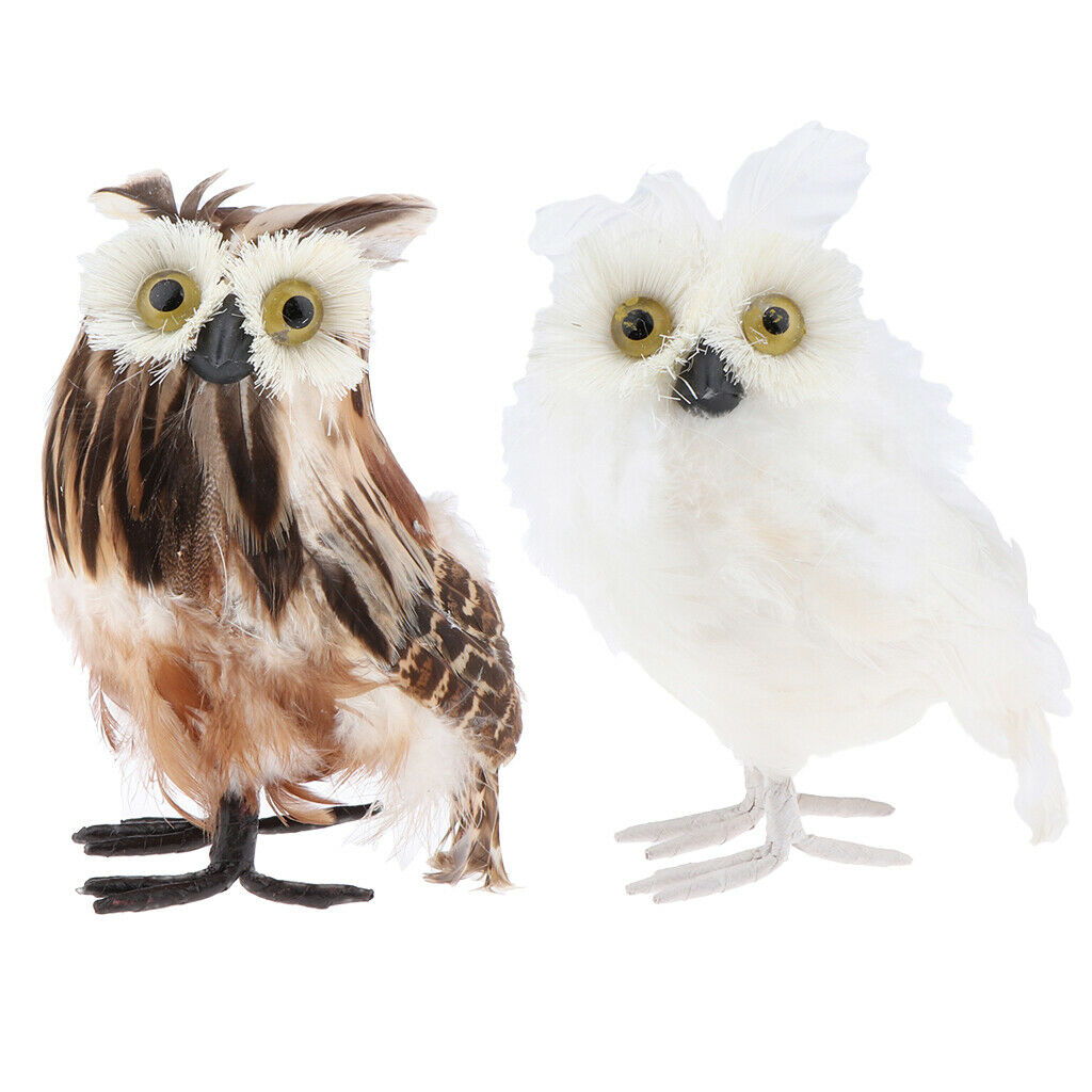 2 Packs Lovely Plush Furry White and Brown Owl, Kids Animal Toys Decorative