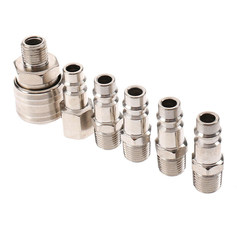 6Pcs EURO Air Line Hose Compressor Fitting Connector Quick Release Set 1/4"BDAU