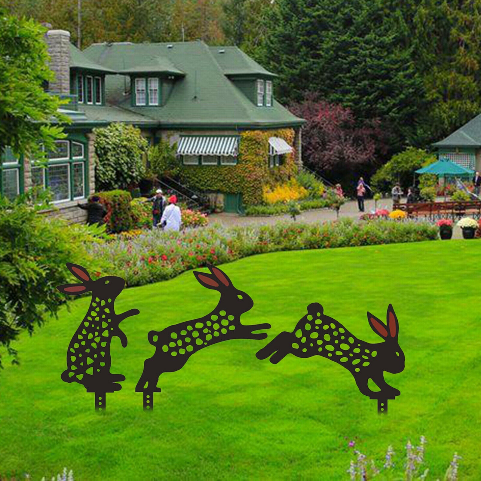 Rabbit Stakes Silhouette Black Cute Stake Decorative for Country Signs