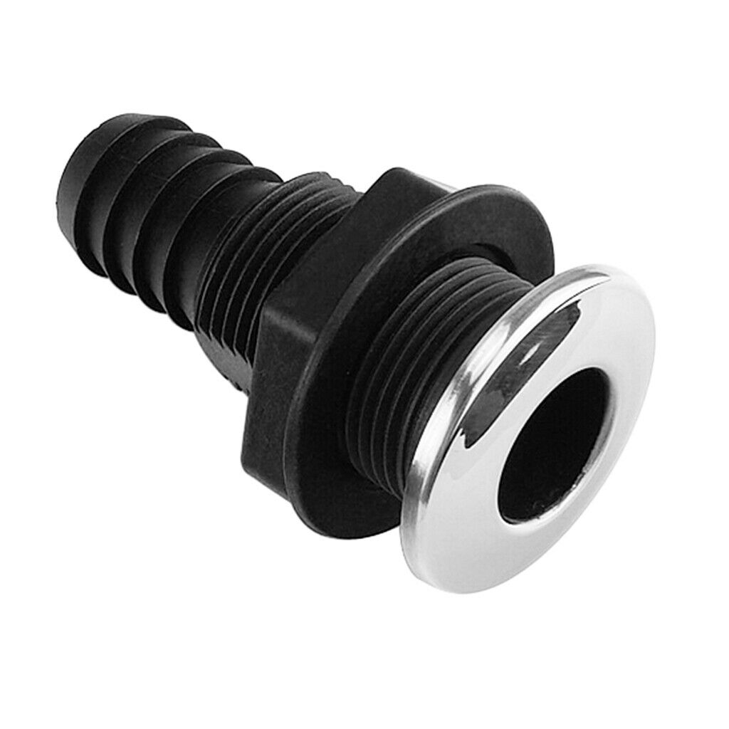 3/4" Black Plastic Thru-Hull Bilge Pump and Aerator Hose Fitting for Boats