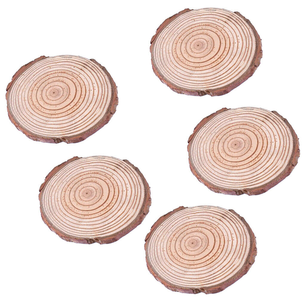 5pcs Unpainted Natural Wood Slices Chips Round Log Disc for DIY Craft 5-6cm