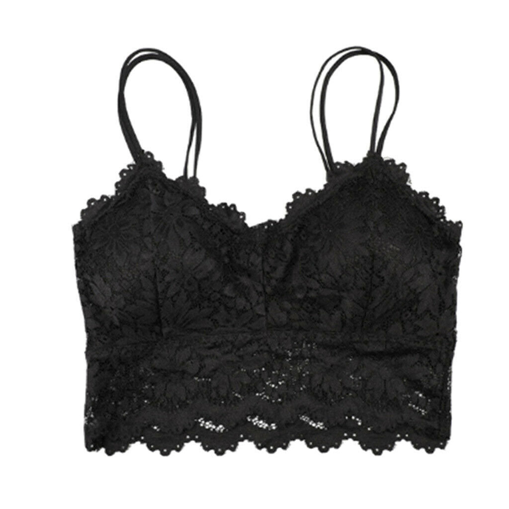 5 Pieces Women's Lace Removable Padded Bralette Push Up Lace Bra Crop Top