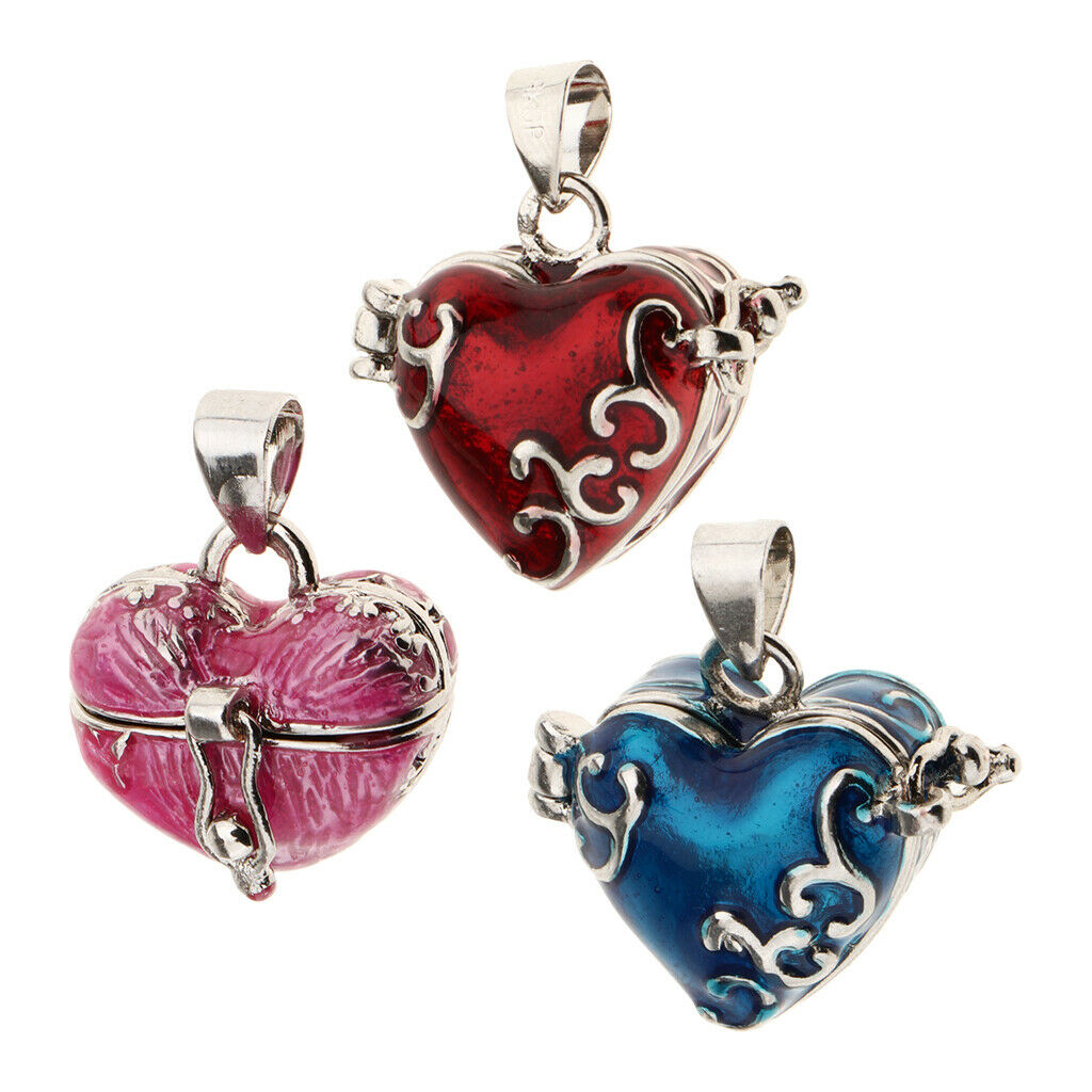 3Pcs Heart Enamel Charms Pet Urn Holder Pendant Keepsake Casket Jewelry DIY
