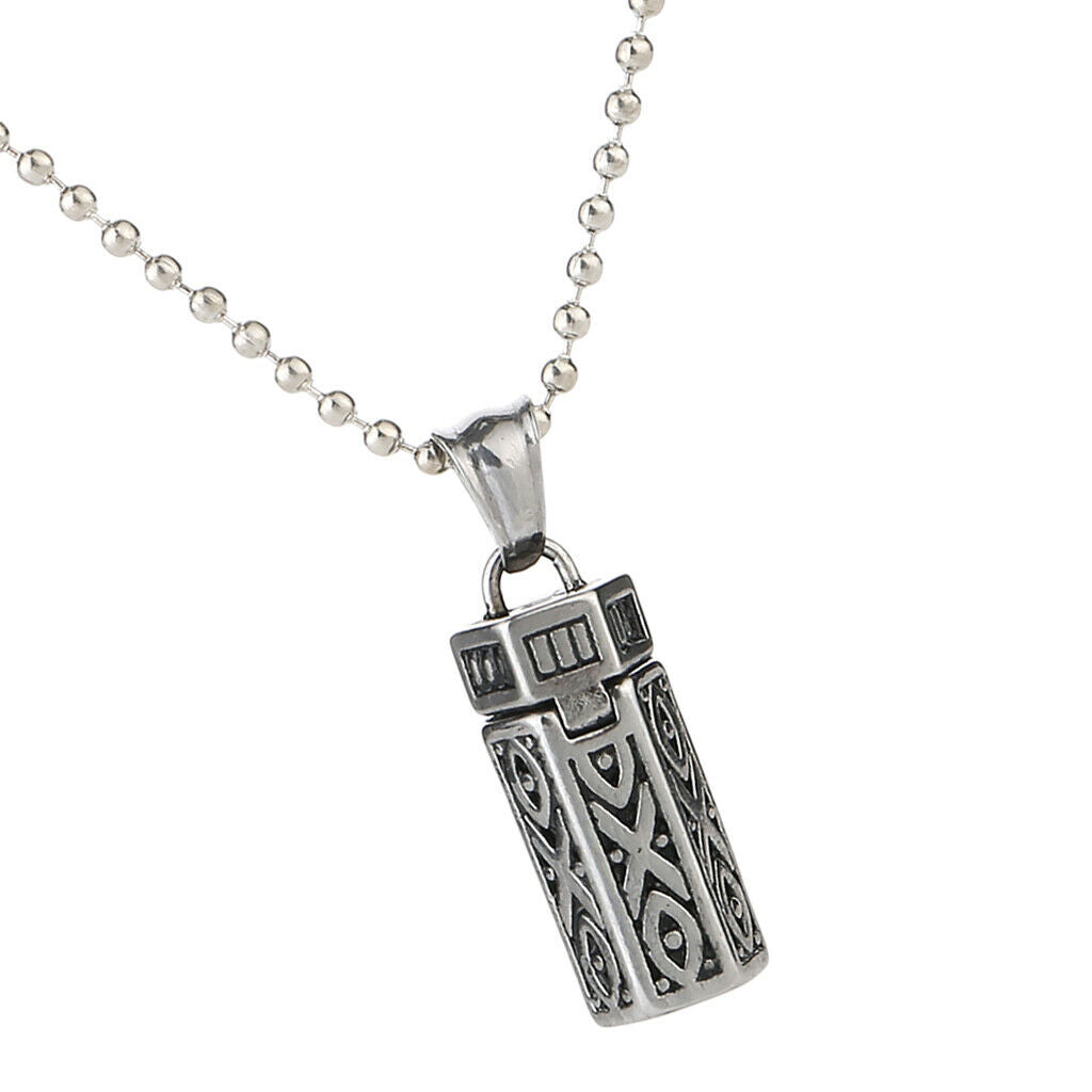 Stainless Steel Hexagon Pillar Pendant Women Man Necklace Ash Urn
