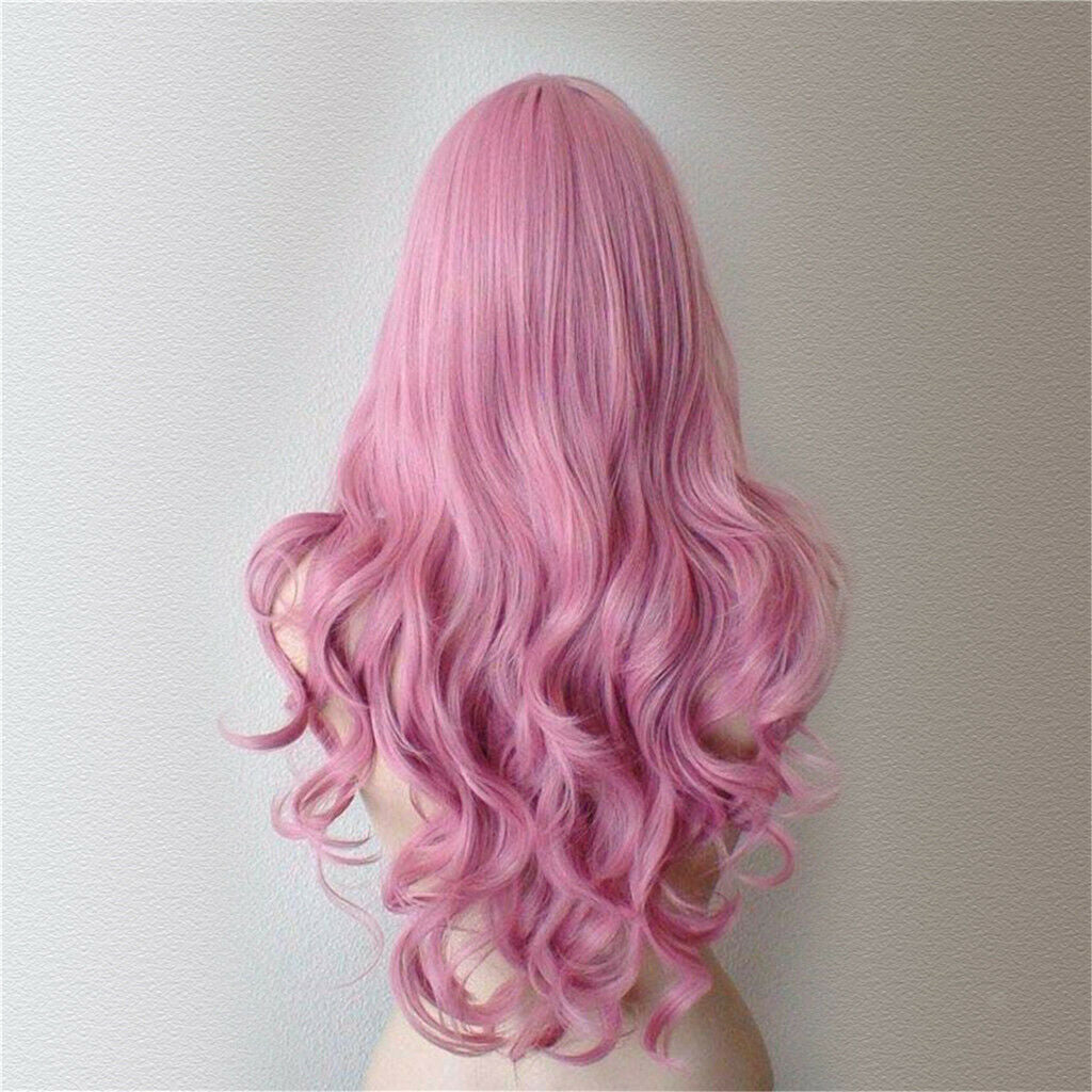 4 Colors Middle Part 26" Long Curly Wavy Synthetic Hair Wigs Girls Women 04