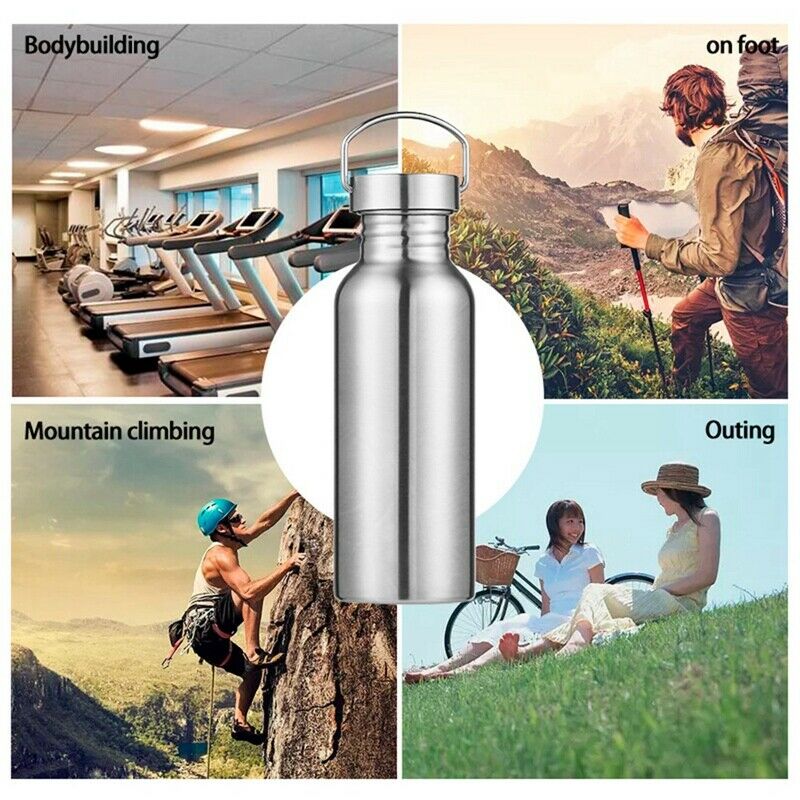 Portable Stainless Steel Water Bottle Sports Flasks Leak-Proof Travel CyclinZ2E7