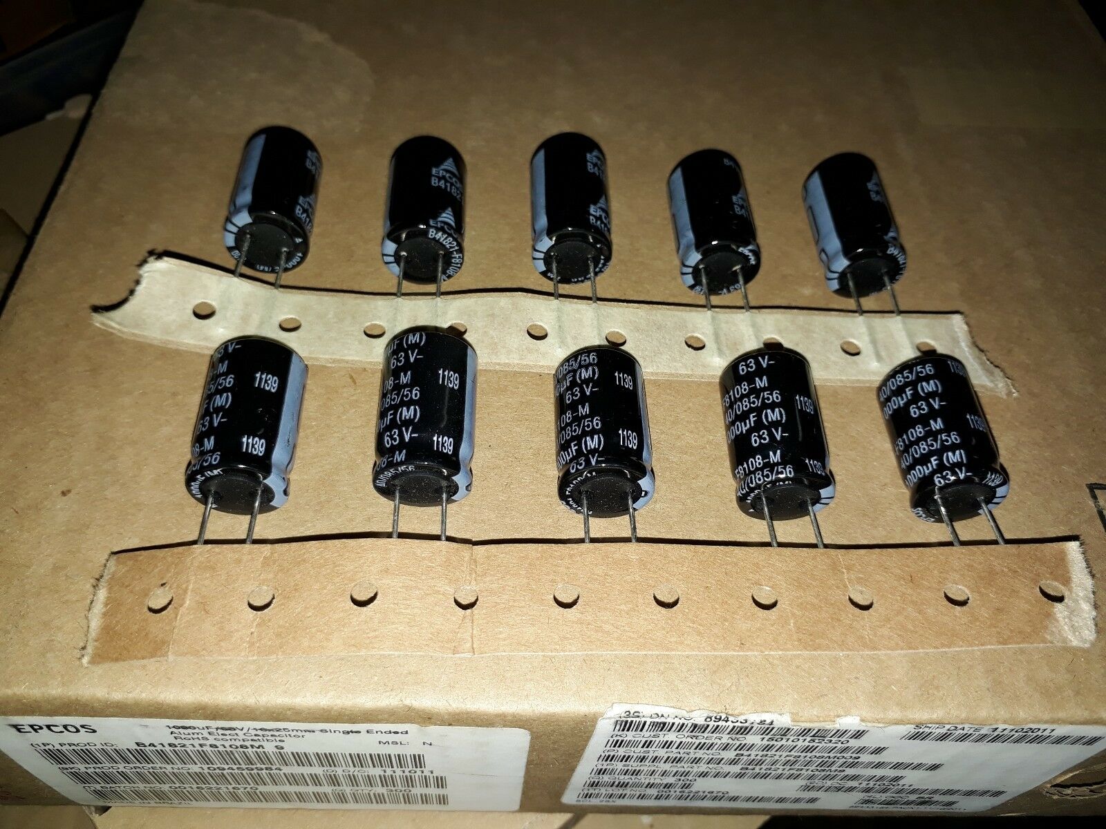 10x EPCOS SIEMENS 1000uF 63V 16x25mm HIGH QUALITY TUBE AMP CAPS FOR AUDIO !