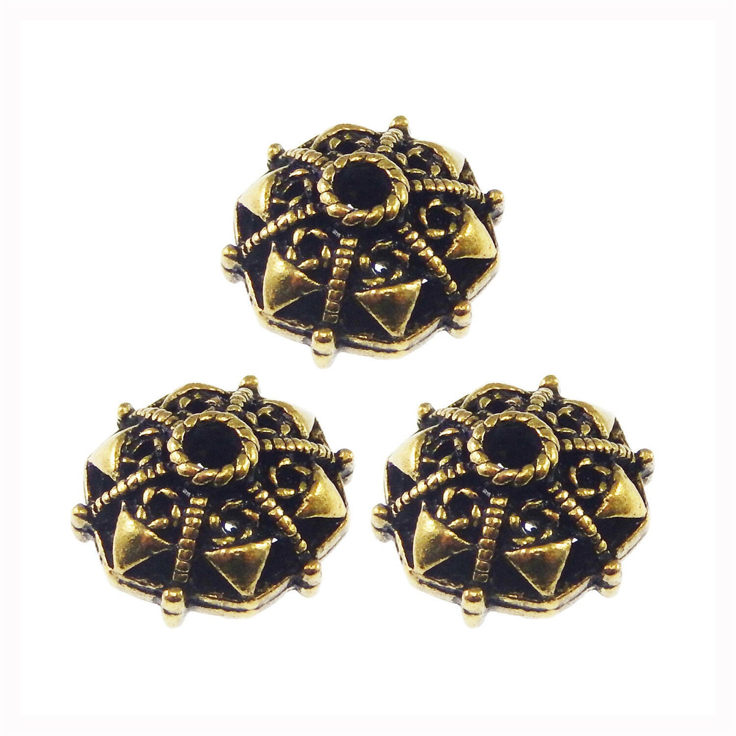 10 pcs Retro Bronze Alloy Hollow Loose Spacer Beads DIY Jewelry Bracelet Charms
