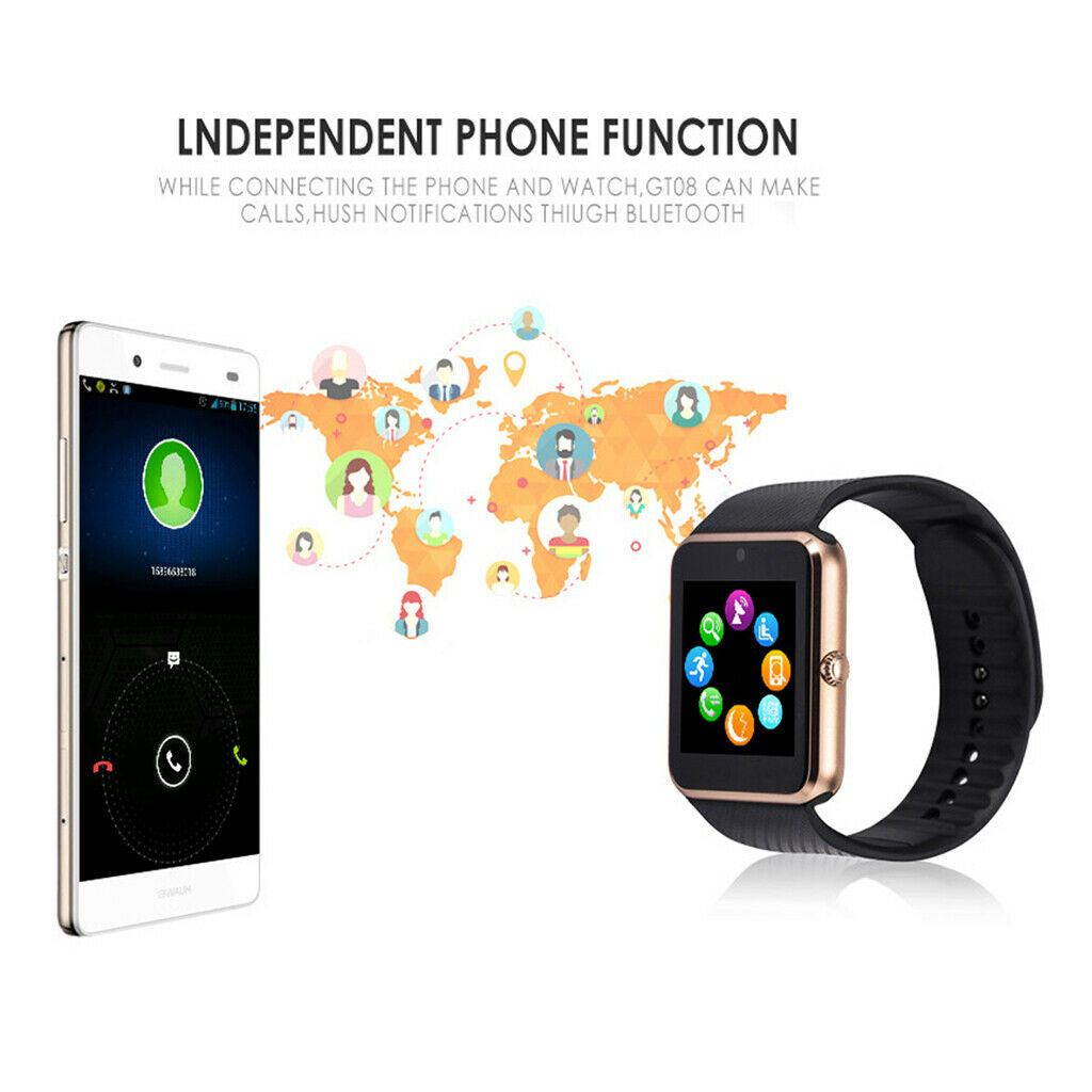 Watch GT08 Sync Notifier Bluetooth Android Phone Clock Sync Smartwatch Red