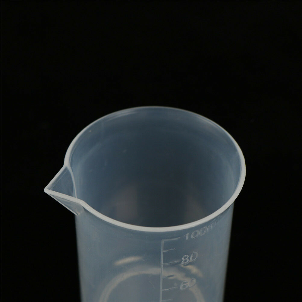 2pcs 100mL Clear Plastic Graduated Measuring Cup Jug Beaker Lab To.l8