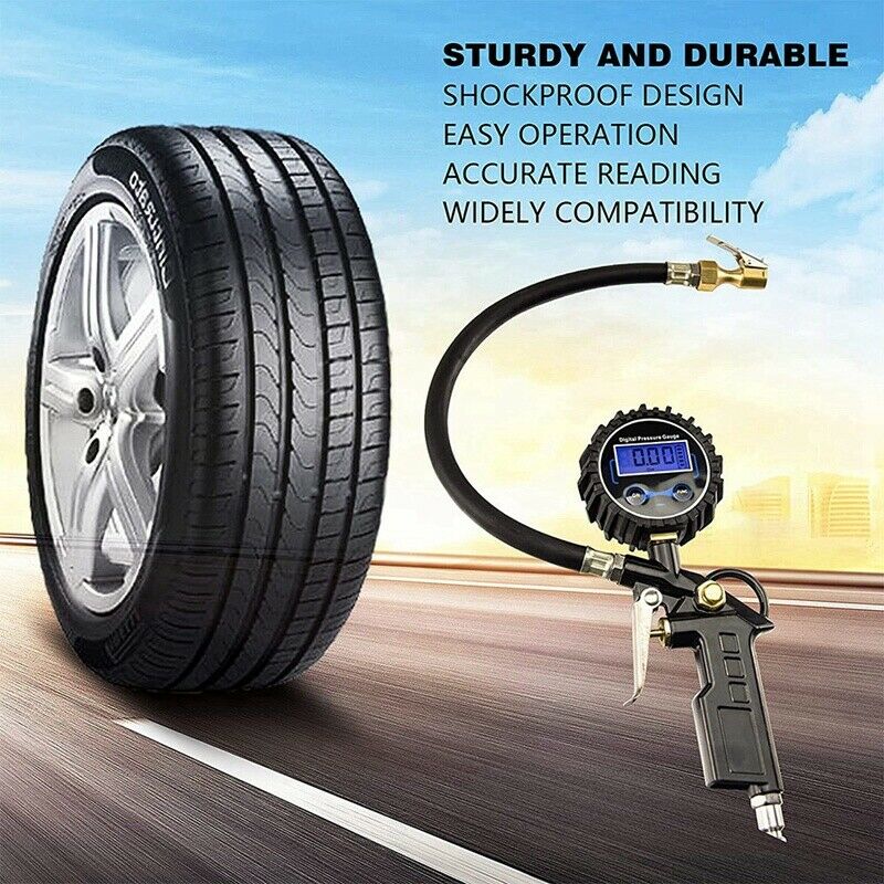 Digital Tire Inflator with Pressure Gauge,200PSI American Air Chuck Heavy DutyM7