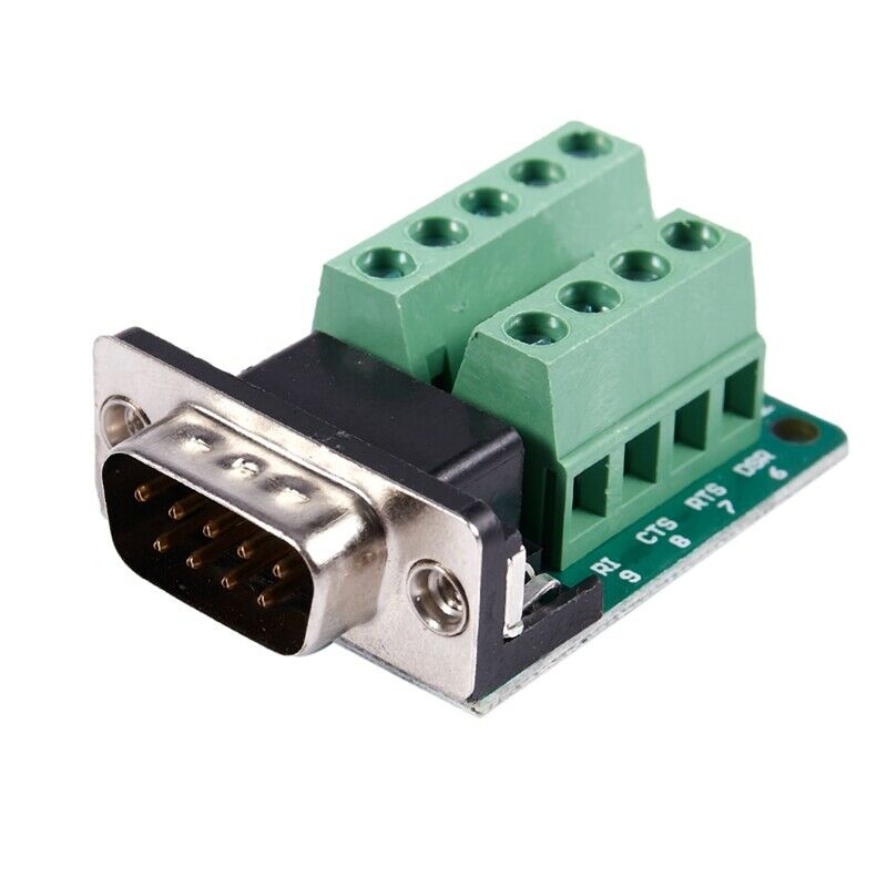 DB9 D-SUB 9 Pin Male Adapter RS232 to Terminal Connector Signal Module Green CP3