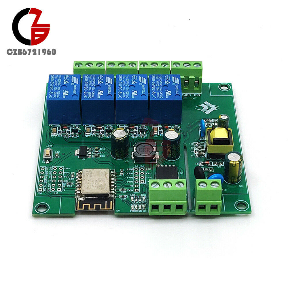 AC/DC ESP8266 WIFI 4 Channels Relay Module ESP-12F Development Board Module New