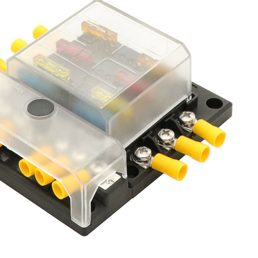 6-Way Blade Fuse Box Block Holder with LED Indicator 12V 32V RV Boat Pontoon