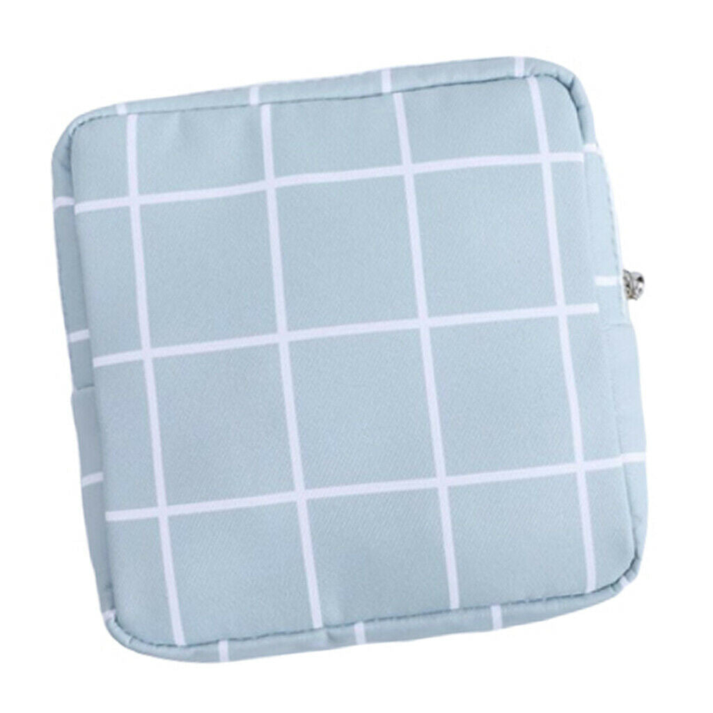 Zipper Cotton Sanitary Bag Towel Tampons Storage Holder for Girls Lady Blue