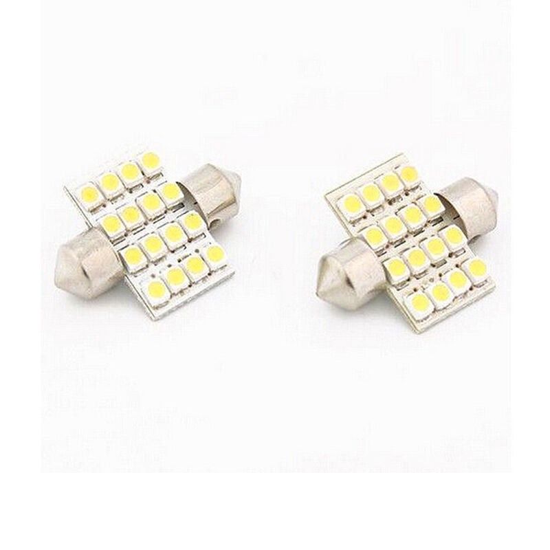 2 Pcs New  New 31mm 3528 16 LED SMD White Festoon Dome Car Bulbs WGJC.l8