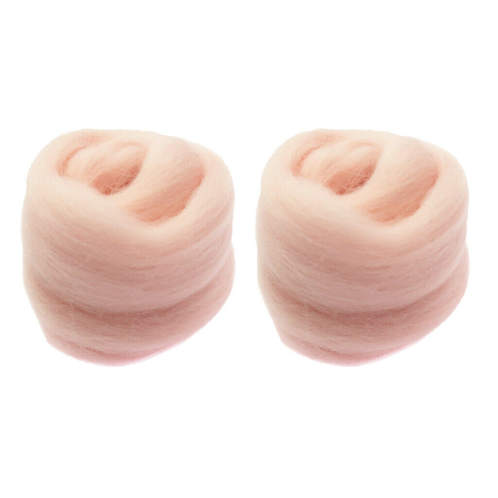 2 Packs Handmade Soft Wool Roving for Needle Felting DIY 10g Light Pink