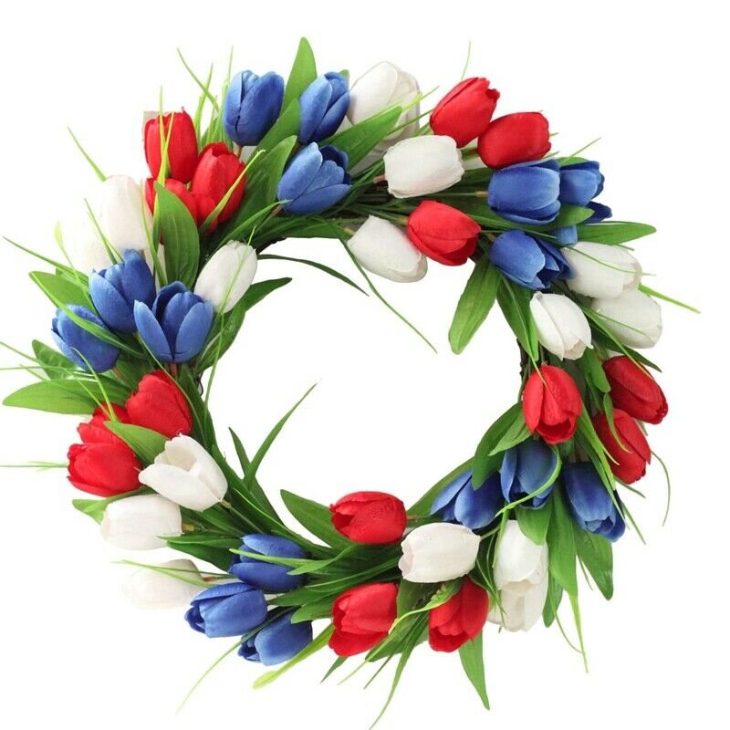 Artificial  Wreath American Independence Day Patriotic Wreath for Front DoorO1M2