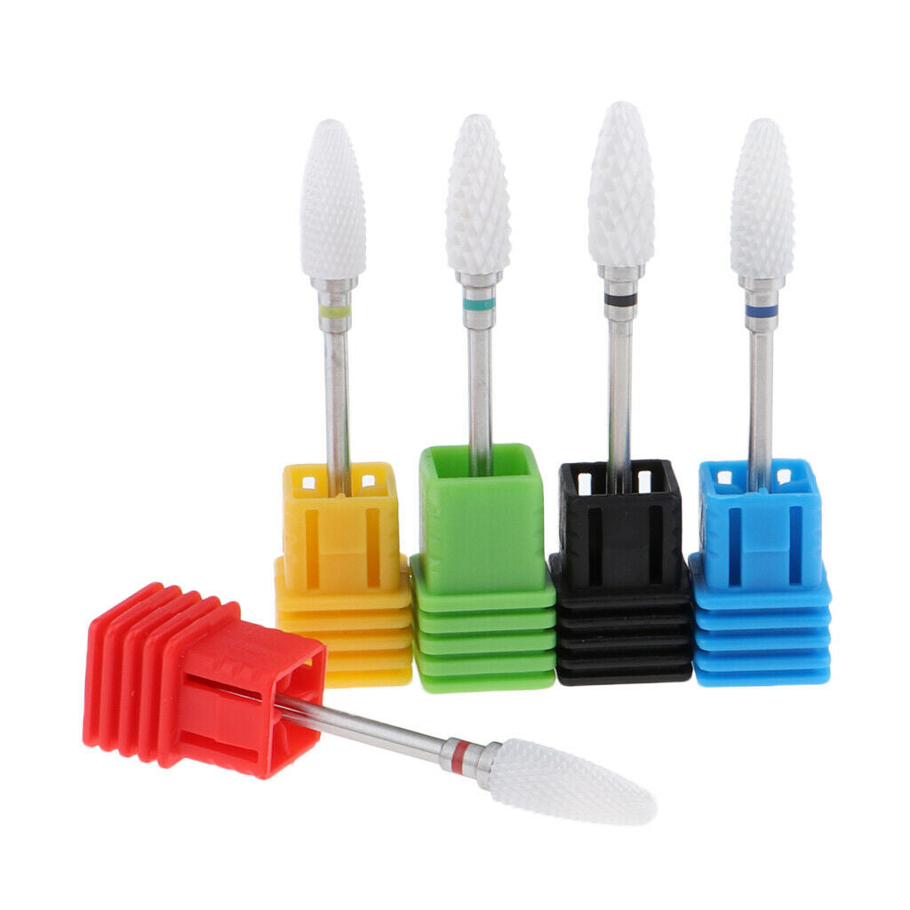 5pcs/set Ceramic Nail Art Grinding Head Drill Bits Manicure Gel Remover Tool - B