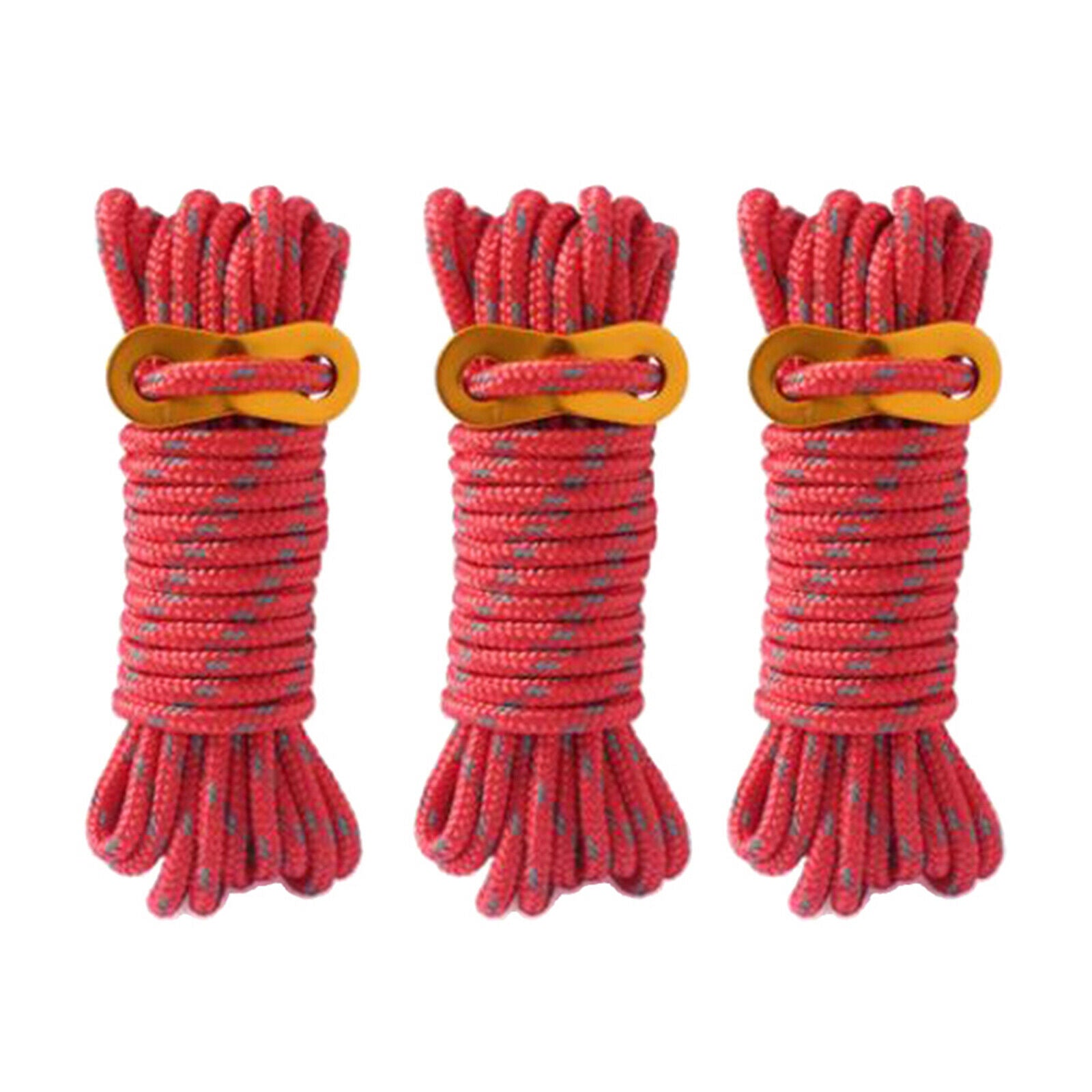 6Pcs Reflective Guylines Tent Cords 13ft Lightweight for Camping Hiking Red