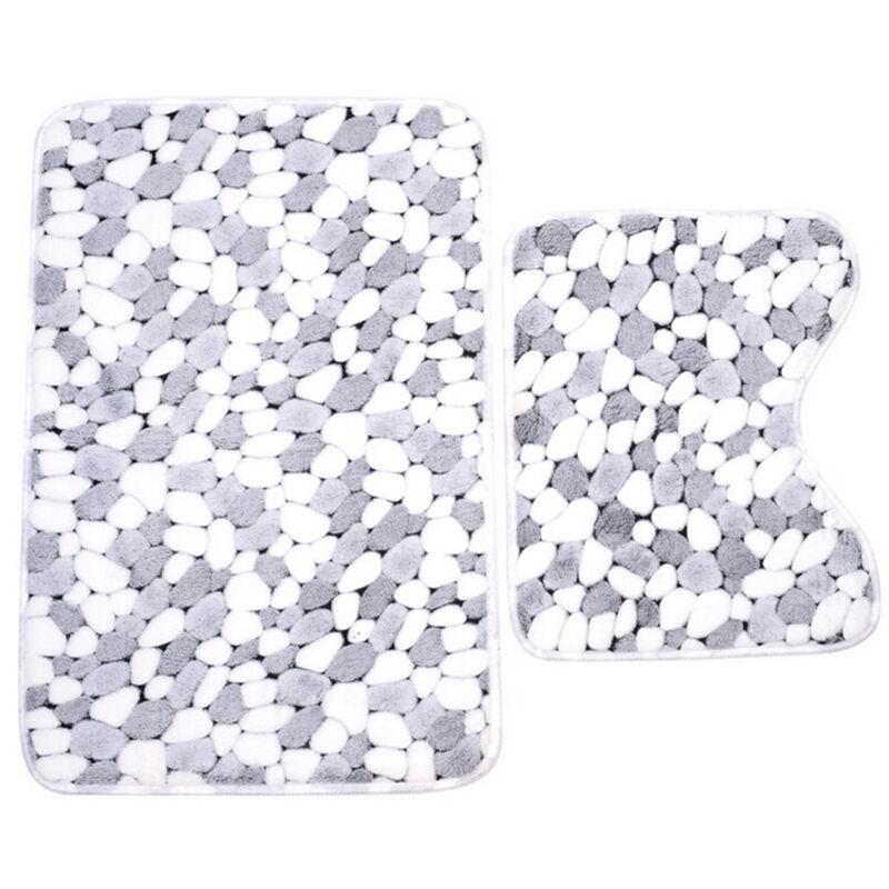 Soft 2pcs Floor Rug Carpet Bath Pedestal Mat Bathroom Shower Toilet Non slip  FT