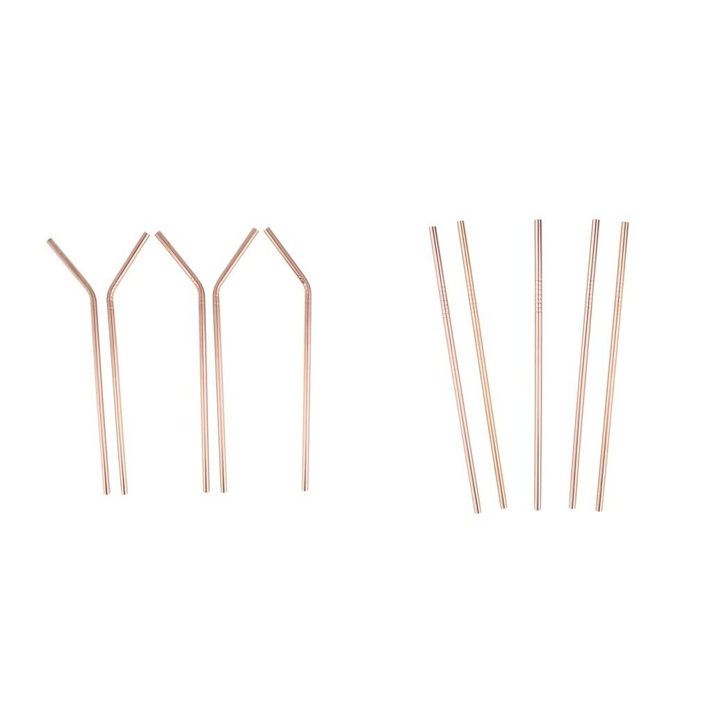 10 Pieces Pink Stainless Steel Drinking Straw Metal Straw 8.5'' Straight and