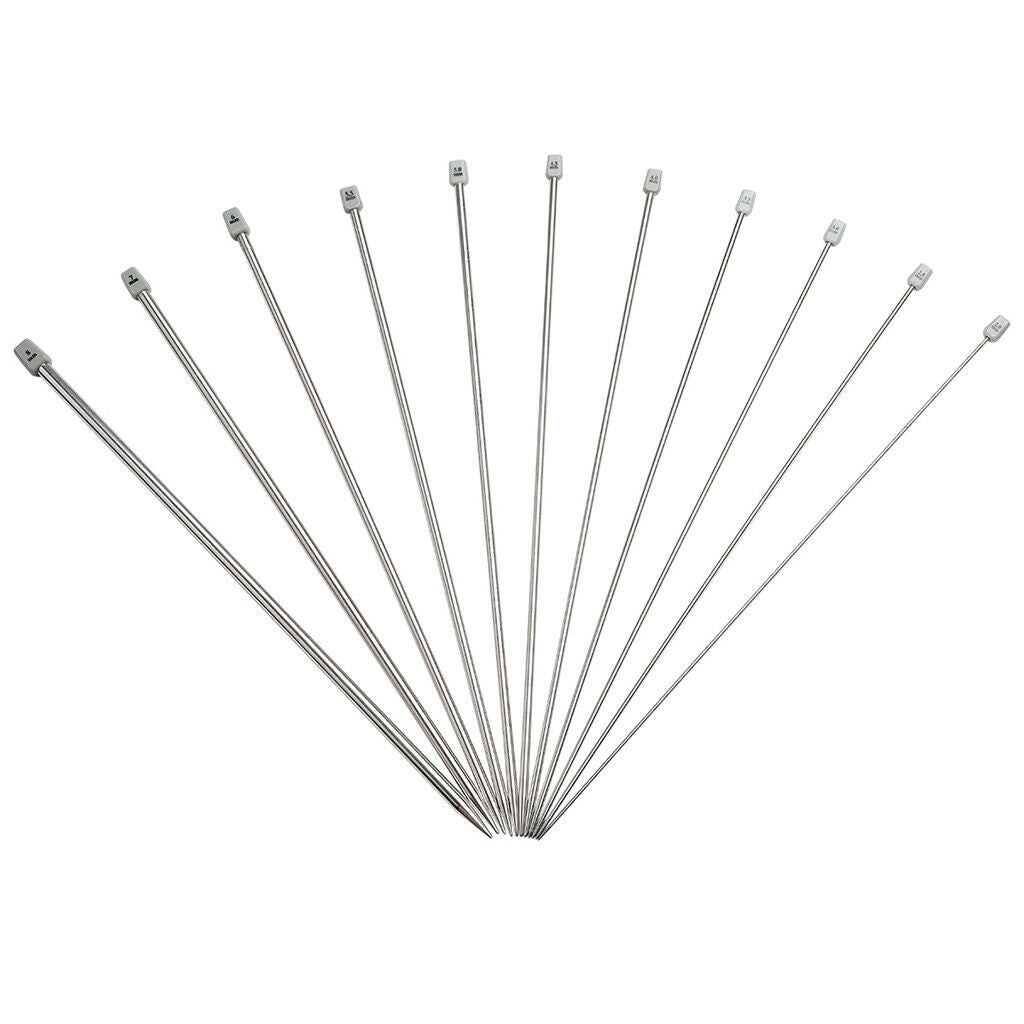 22Pcs 11Sizes 25cm Knitting Needles Straight Single Pointed Knitting Needles