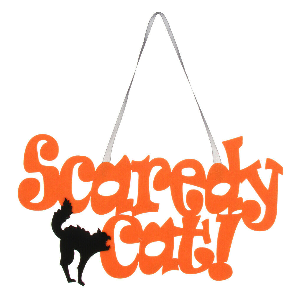 Scaredy Cat Hanging Nonwoven Signs Halloween Wall Door Hanging Pendant Decor