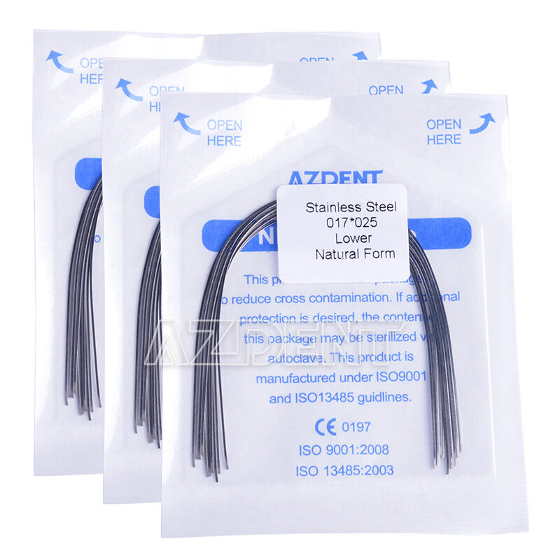 200X AZ Dental Stainless Steel Rectangular Arch Wires 17X25 Lower Natural Form