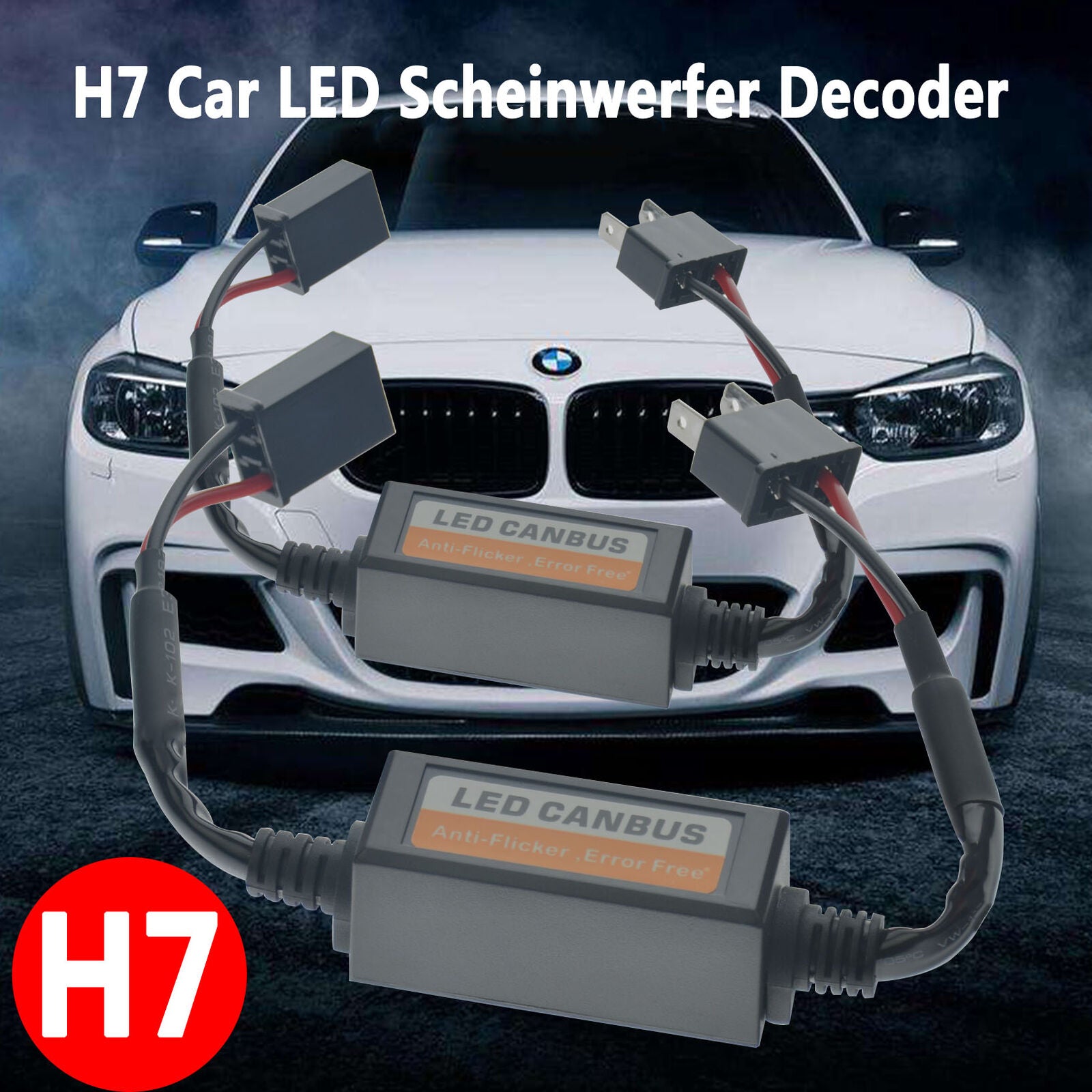 2pcs H7 Auto Car LED Headlight Decoder Canbus Error Free Resistor Canceller