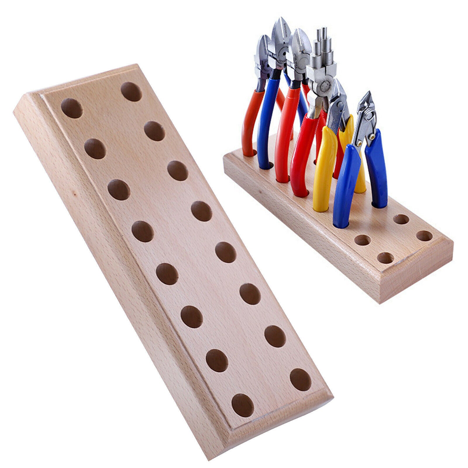 Wood Plier Block Desktop Pliers Holder Base Wood Pallet Jewelry Making Tools