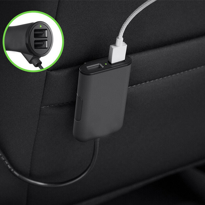4 USB Car Charger Fast Charging Splitter Back Seat Rear Adapter Cable DC12-24V
