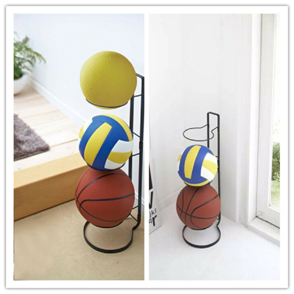 Black Basketball Rugby Volleyball Display Storage Rack Holder Space Saving