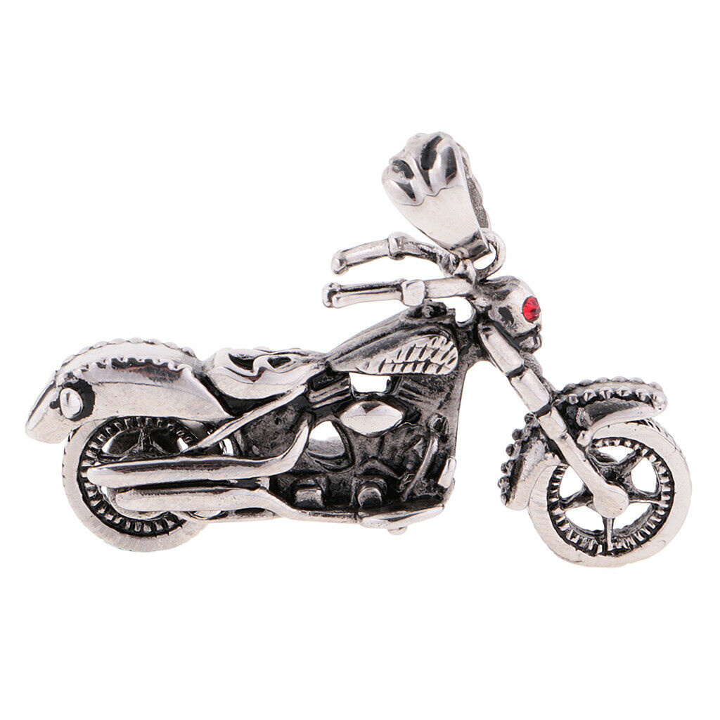 Men's Punk 316L Stainless Steel Motorcycle Gadgets Pendant Necklace Red Eyes