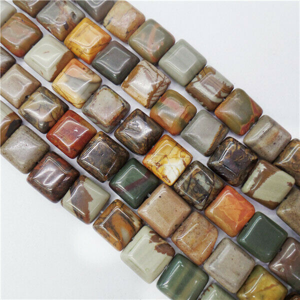 1 Strand 10x5mm Natural Picasso Jasper Square Spacer Loose Beads 15.5inch HH8940