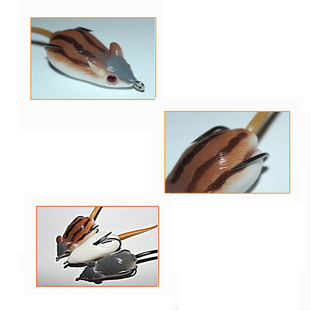 5x Bass Snakehead Bait Artificial Mouse Crankbait Fishing Lure Rat Bait